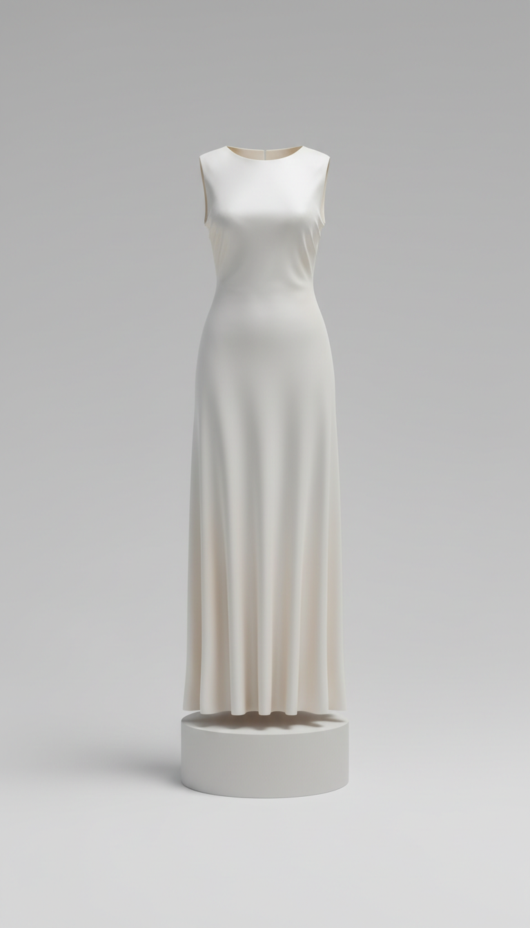 Porcelain Silk Column Dress