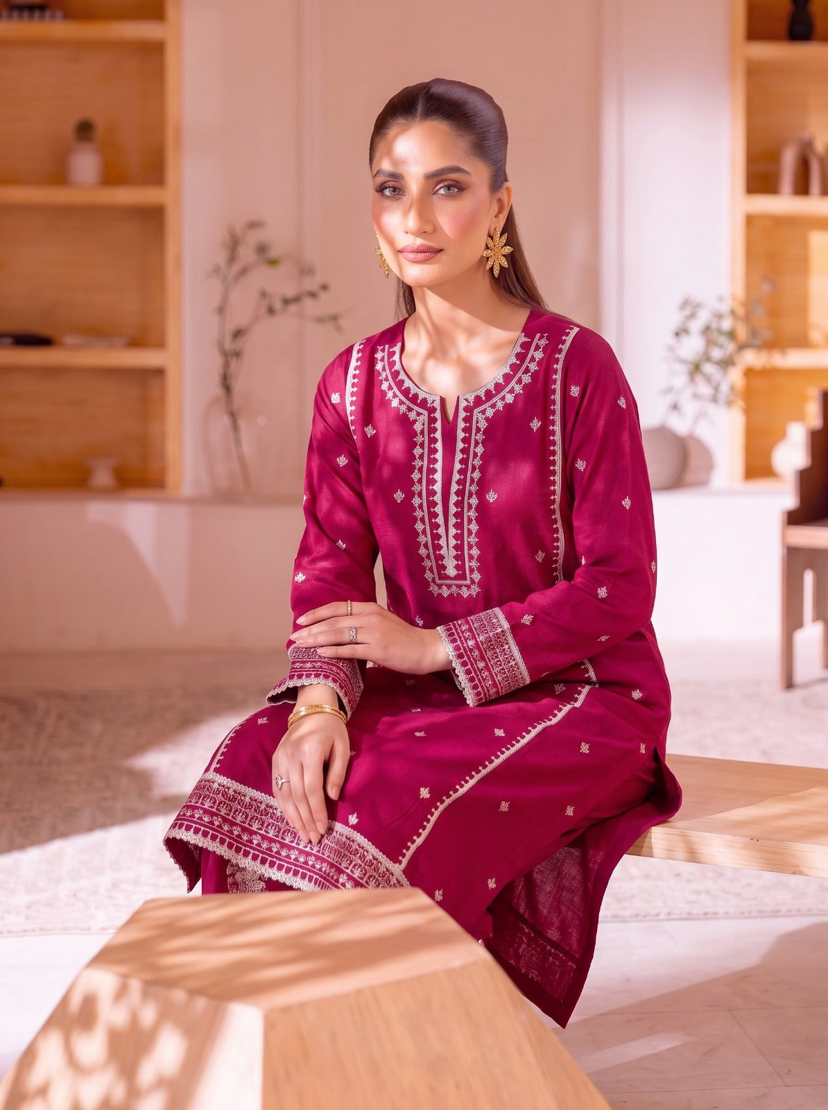 Magenta Pink – Embroidered 2 Piece Lawn Suit