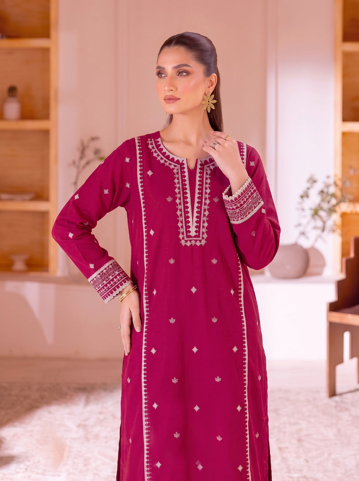 Magenta Pink – Embroidered 2 Piece Lawn Suit