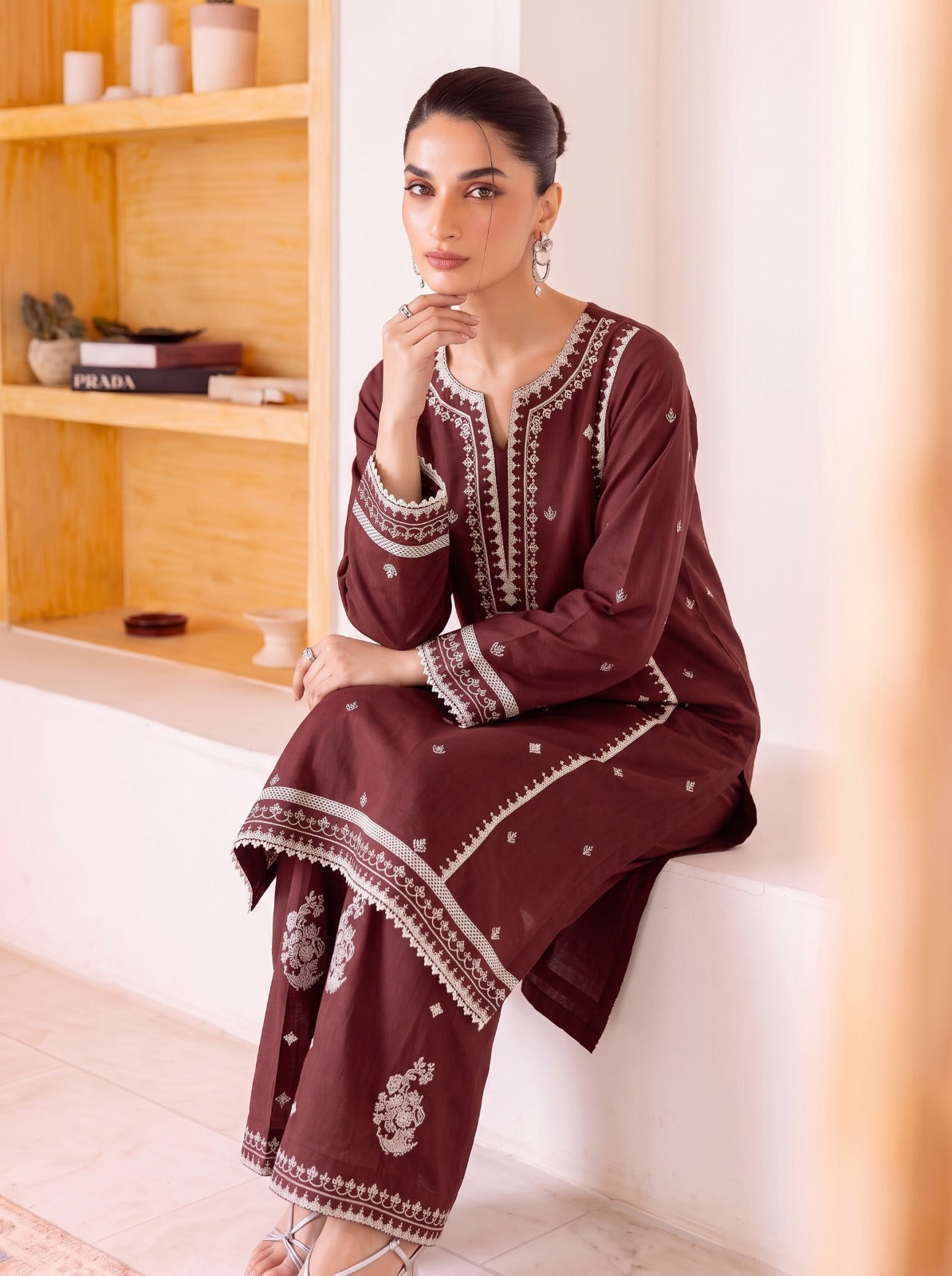 ROYAL MAROON EMBROIDERED 2 Piece LAWN SUIT