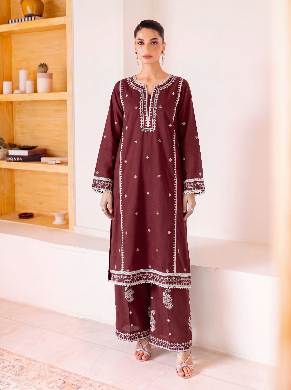 ROYAL MAROON EMBROIDERED 2 Piece LAWN SUIT