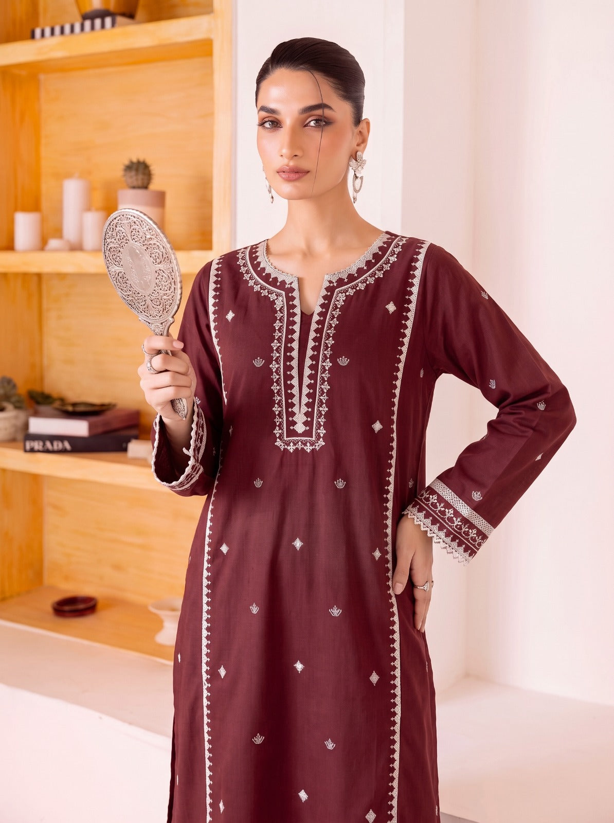 ROYAL MAROON EMBROIDERED 2 Piece LAWN SUIT
