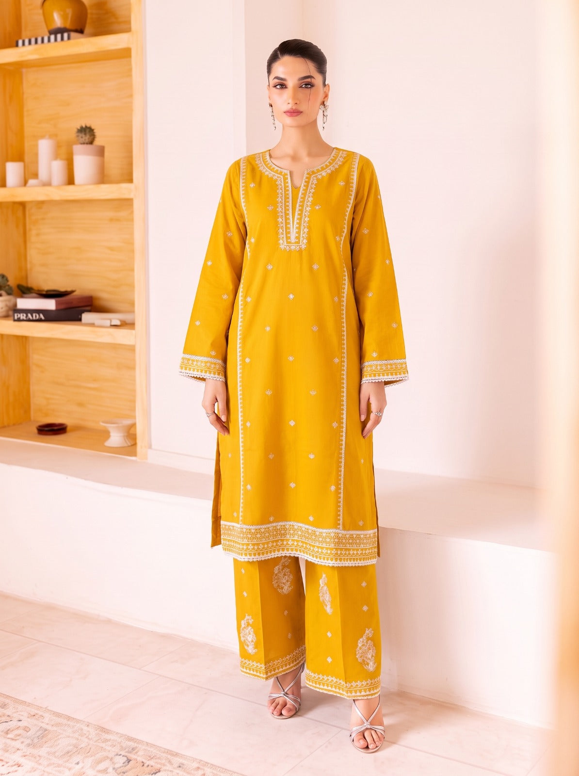 Mustard Yellow Embroidered Lawn 2-Piece Suit
