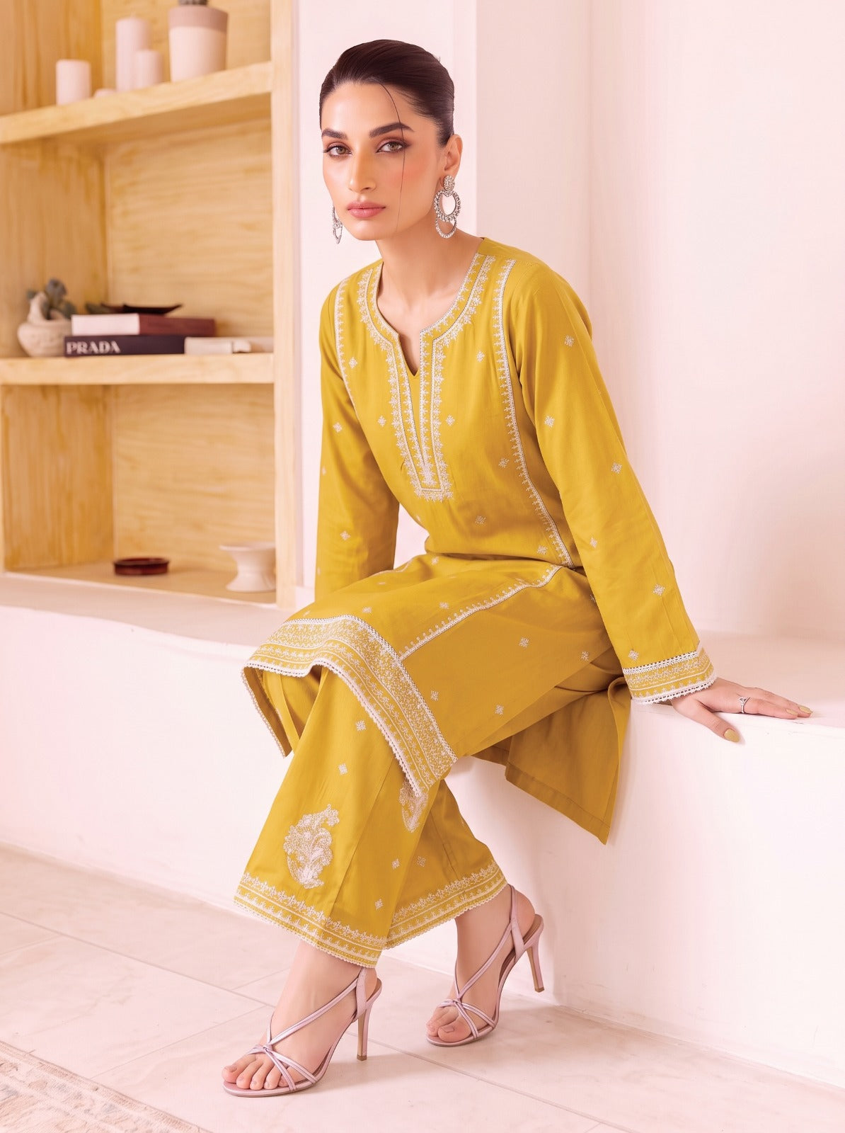 Sunshine Yellow Embroidered 2-piece Lawn suit