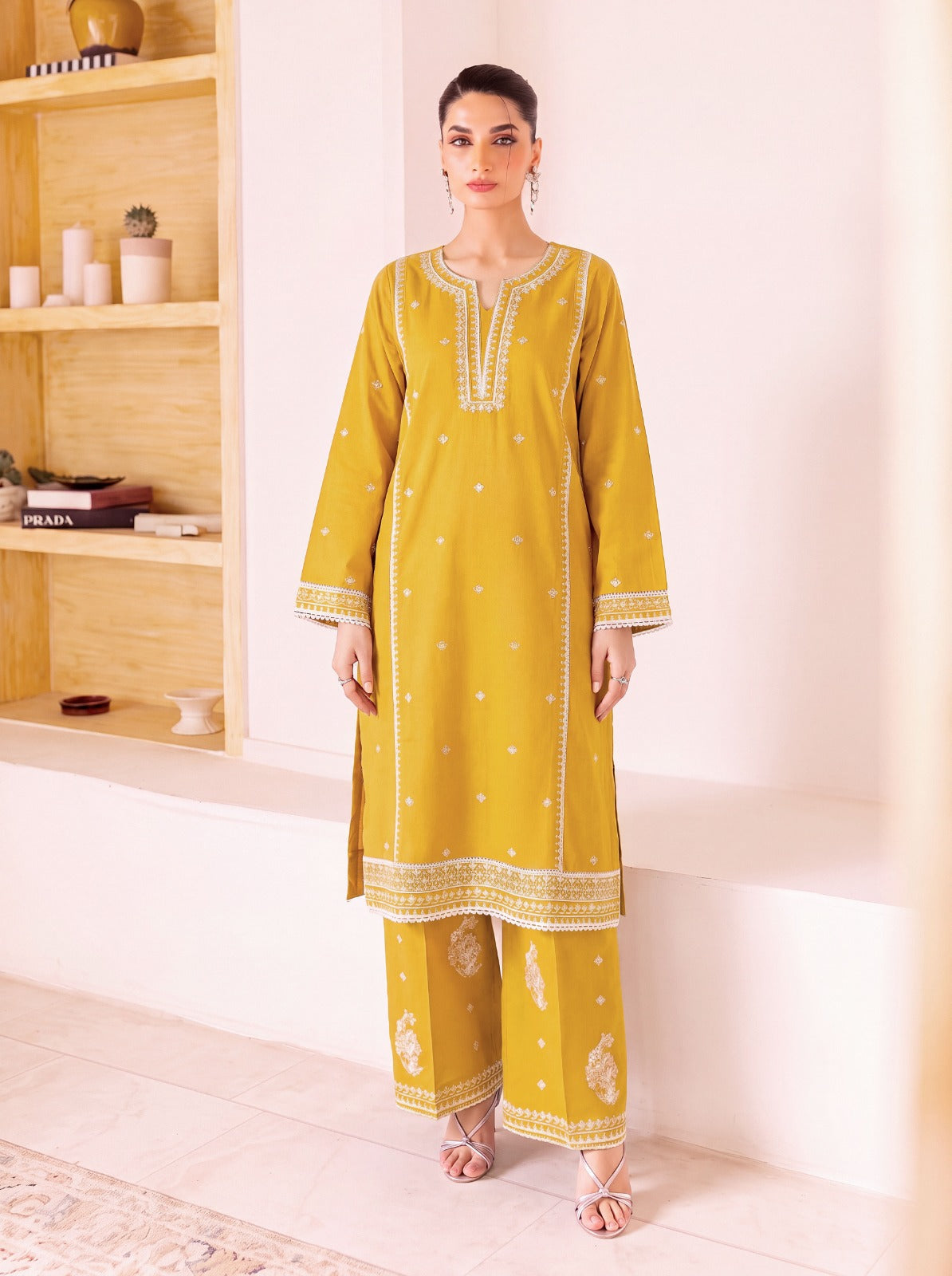 Sunshine Yellow Embroidered 2-piece Lawn suit