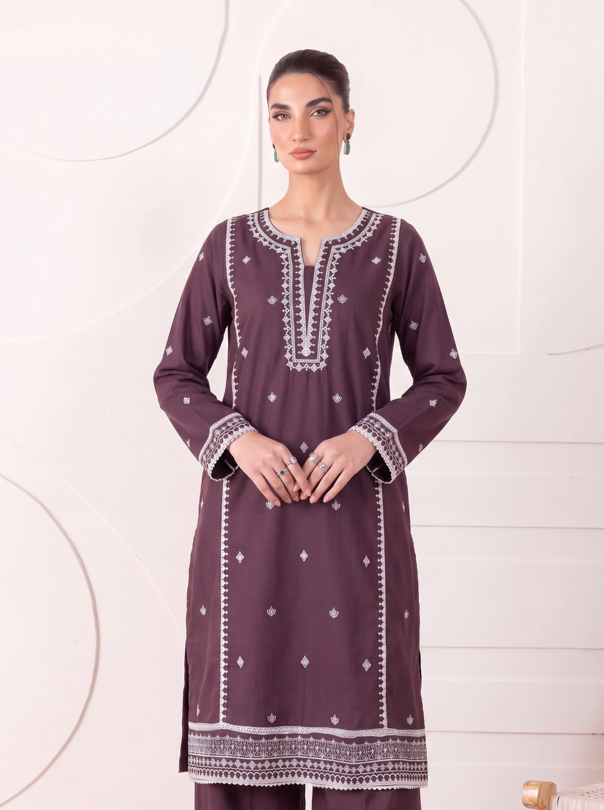 Plum Purple Embroidered Lawn 2-Piece Suit