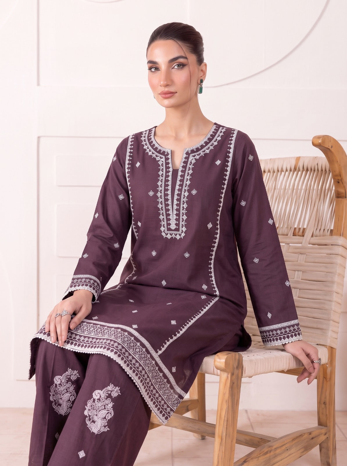 Plum Purple Embroidered Lawn 2-Piece Suit